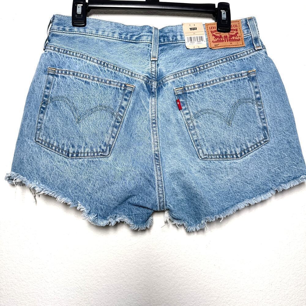Levi’s 501 High Rise Distressed Denim Cutoff Shorts Raw Hem Size 30 - Picture 8 of 9